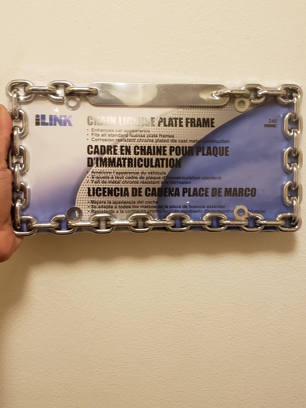 Link Chrome Chain License Plate Frame - Silver